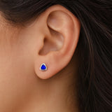 Sterling Silver Trillion Cut Twisted Halo Sapphire Studs