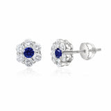Sterling Silver Sapphire Flower Earrings