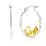Sterling Silver Two-Tone Love Hoops