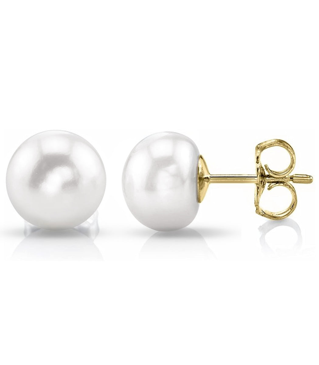 Solid 14K Yellow Gold Freshwater Pearl Studs – Donatello Gian