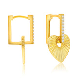 "Hanging Heart" Gold Crystal Earrings