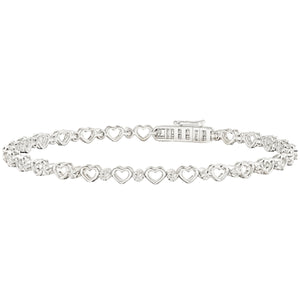 Diamond Cut And Hearts Bracelet