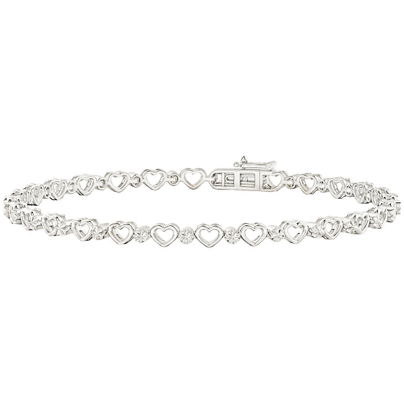 Diamond Cut And Hearts Bracelet