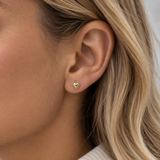14K Yellow Gold Dainty Heart Stud Earrings