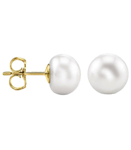 Solid 14K Yellow Gold Pearl Studs