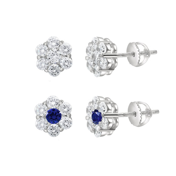 2pk Sterling Silver Cluster Earrings
