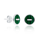 Sterling Silver Malachite Button Earrings