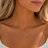 Gold Tone Cross Charm Necklace