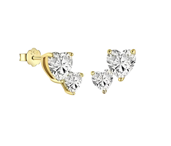 Sterling Silver Double Heart Earrings