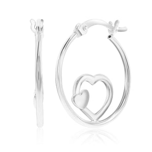 Sterling Silver Heart Hoops