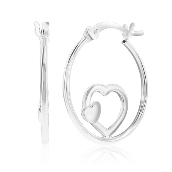 Sterling Silver Heart Hoops
