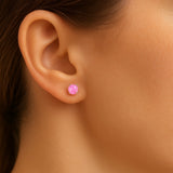 Lab Grown Pink Opal Earrings
