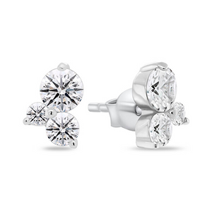Sterling Silver Tri Stone Earrings