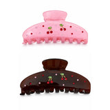 2pk Cherry Hair Claw Clips