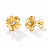Gold-Tone Sterling Silver Floral Crystal Earrings