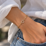 Gold-tone Crystal Heart Link Bracelet