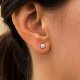 Solid 14K Yellow Gold 4mm Round Cut Crystal Studs