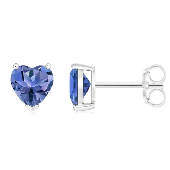 925 Sterling Silver Tanzanite Heart Cut Earrings – Donatello