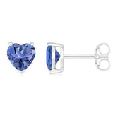 925 Sterling Silver Tanzanite Gemstone Heart Cut Earrings