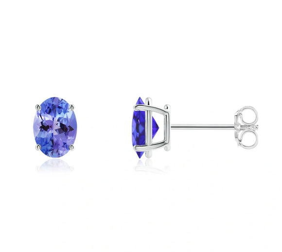 Donatello Gian 925 Sterling Silver Genuine Oval Tanzanite Gemstone Earrings