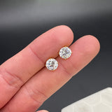 14K Gold Flashed Solid Sterling Silver Large White Topaz Studs