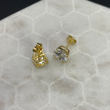 14K Gold Flashed Solid Sterling Silver Large White Topaz Studs