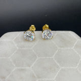 14K Gold Flashed Solid Sterling Silver Large White Topaz Studs