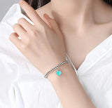 Blue Onyx Beaded Heart Charm Bracelet