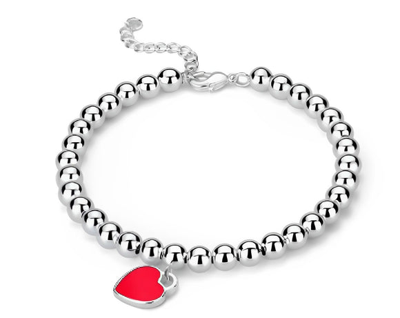 Red Onyx Beaded Heart Bracelet