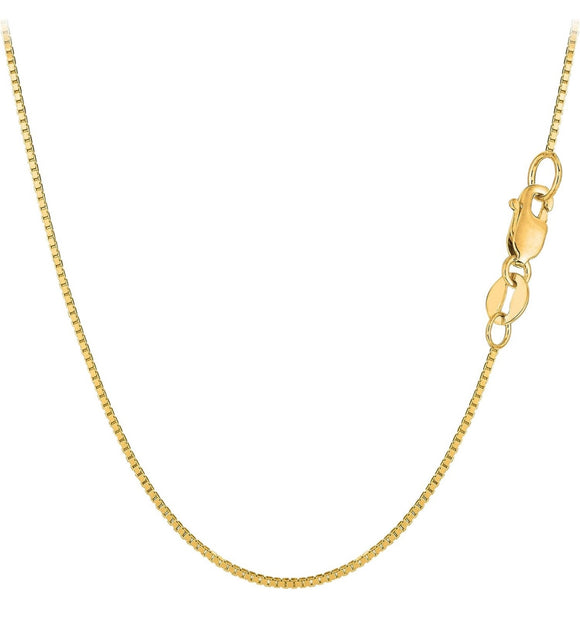 Donatello Gian, Chain Necklace, 10K Yellow Gold Box Chain Necklace, Unisex Chain, Italian Made 10K Gold, .80MM 16-24 Inch, Lobster Clasp