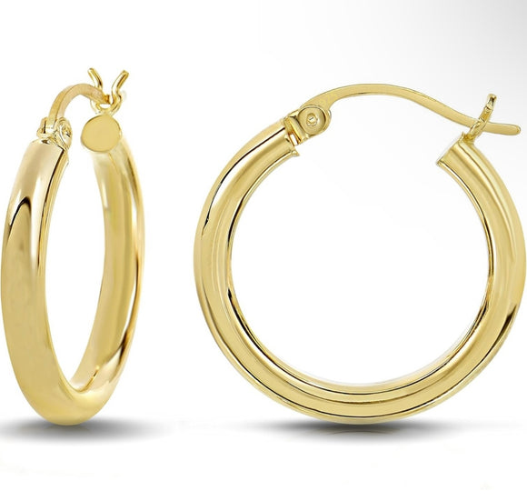Donatello Gian 14K Gold Plated Sterling Silver Thick 4MM Hoop Earrings 20MM Round
