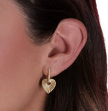 "Hanging Heart" Gold Crystal Earrings