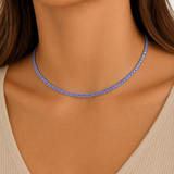 Round Cut Tanzanite Tennis Necklace