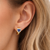 Blue Lapis Crystal Heart Earrings