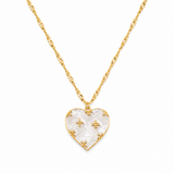 Gold-Tone Mother of Pearl Fleur Heart Necklace