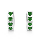 Green Emerald Heart Hoop Earrings
