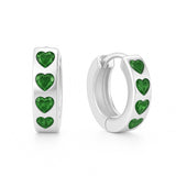 Green Emerald Heart Hoop Earrings