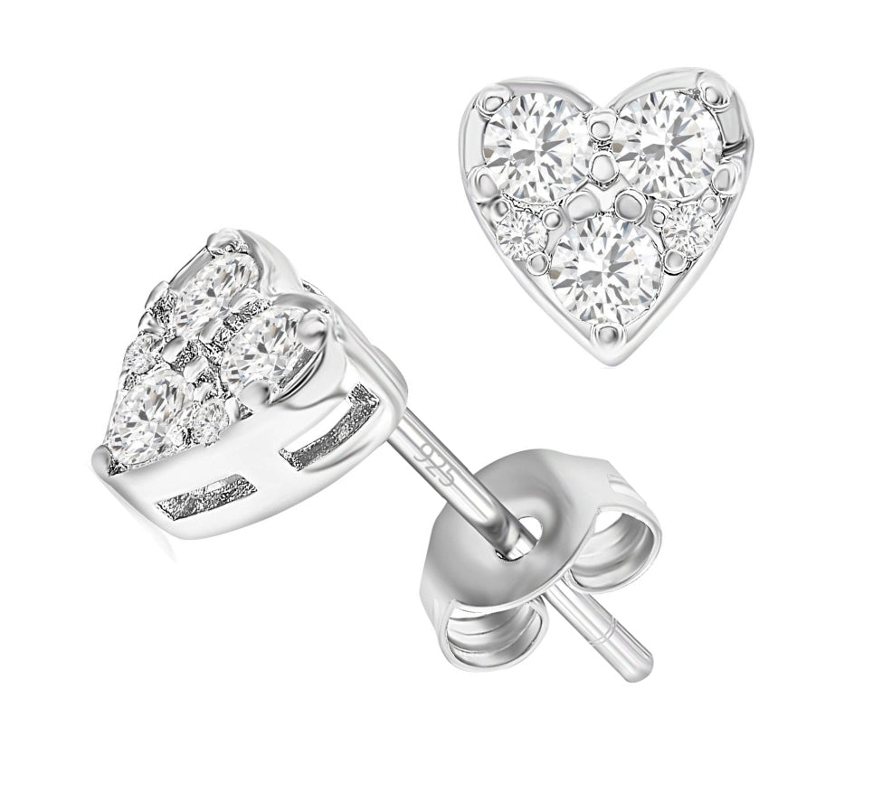 Orecchini pendenti a forma di cuore con tanzanite e zirconi bianchi in argento sterling 925 - Italia Orecchini pendenti a forma di cuore con tanzanite e zirconi bianchi in argento sterling 925 - Italia