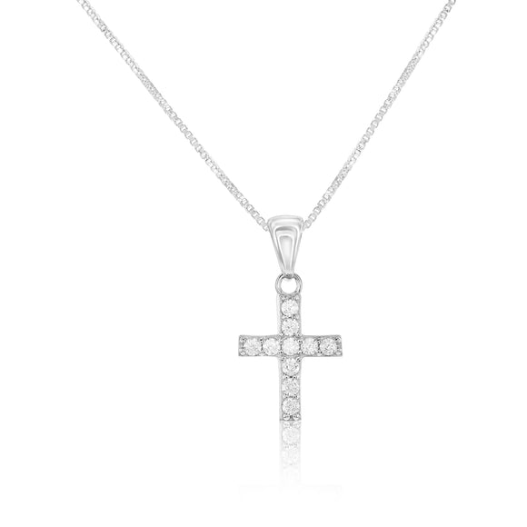 Sterling Silver Crystal Cross Necklace