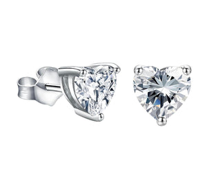 Sterling Silver Heart Moissanite Studs