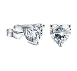 Sterling Silver Heart Moissanite Studs