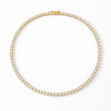 Gold-Flashed Round Crystal Tennis Necklace