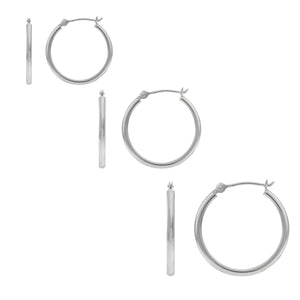 The "Trio" Set Of 3 Sterling Silver Hoop Earrings