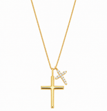 Gold Tone Cross Charm Necklace