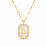 Gold-Tone Personalized Initial Halo Pendant Necklace