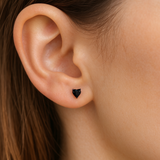 Sterling Silver Black Rhodium Plated Heart Studs