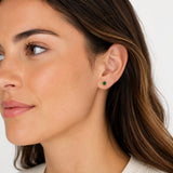 Emerald Crystal Bezel Stud Earrings