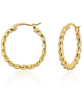 The " Mia " Gold Curled Hoop Earrings