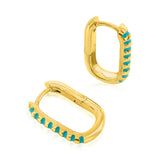 "Turquoise Striped" Gold Hoop Earrings