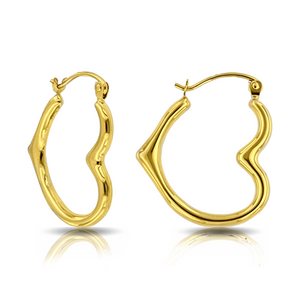 The "Hanging Heart" Gold Hoop Earrings